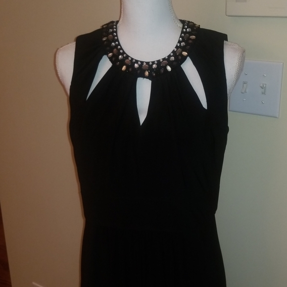 Scarlett black beaded evening dress size 8 - Picture 2 of 5